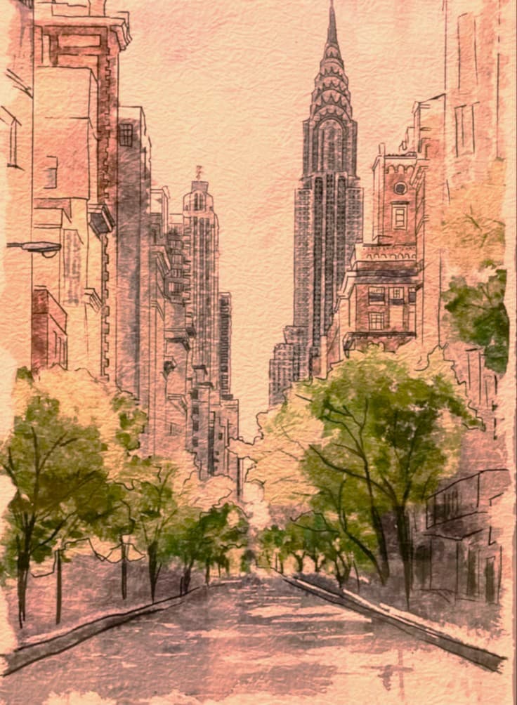 New York autumn illustration